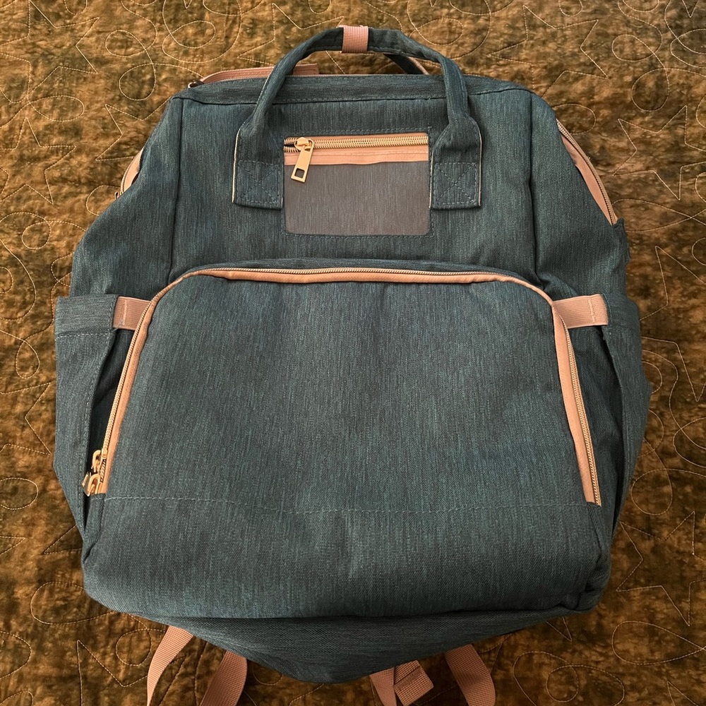 Orbisify Diaper Bag Backpack with Expandable Portable Changing Station, in Green